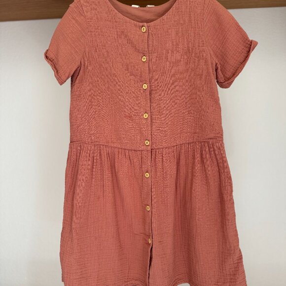 HM 100% COTTON GAUZE DRESS ROSE ORANGE 9-10 FLOWY ORGANIC CLASSIC DRIES FAST - Picture 7 of 15